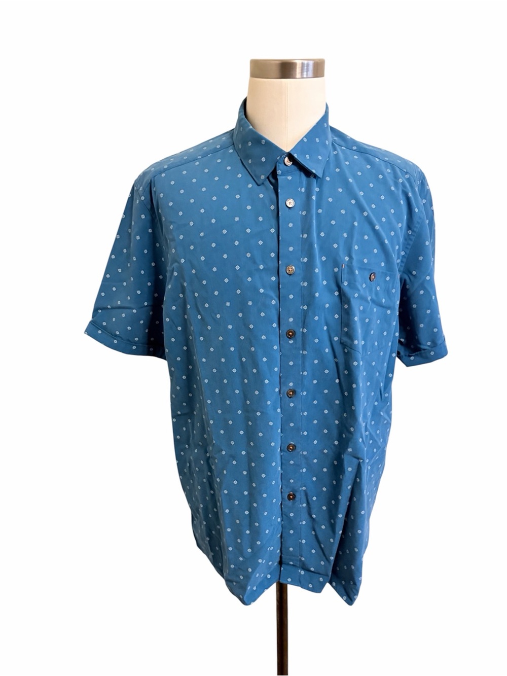 Ted Baker XXXL Men's Teal Blue Floral Short-Sleeve Button-Down Shirt